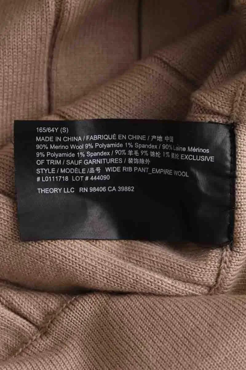 Pantalon large Theory Camel en Laine