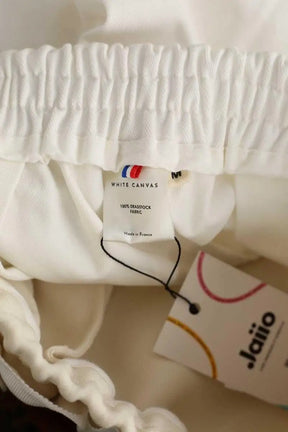 Pantalon large White Canvas Beige en Coton