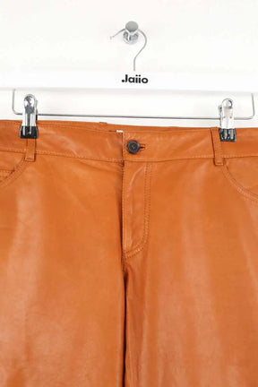 Pantalon slim Celine Orange en Cuir