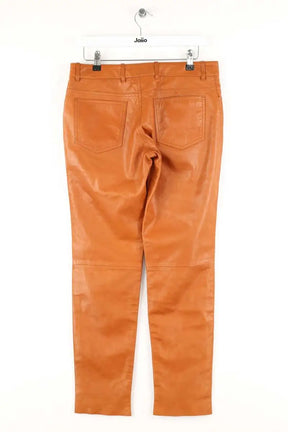 Pantalon slim Celine Orange en Cuir