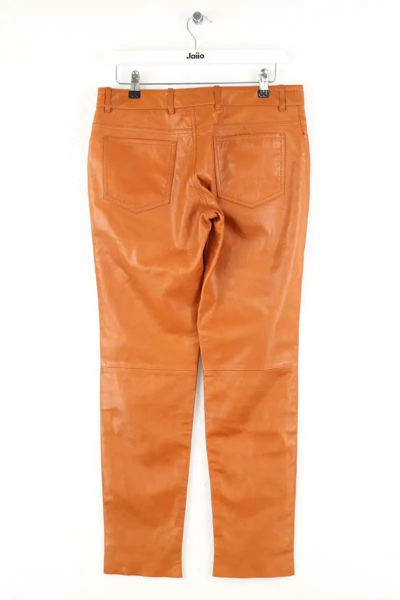 Pantalon slim Celine Orange en Cuir
