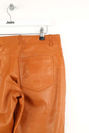 Pantalon slim Celine Orange en Cuir