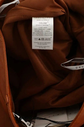 Pantalon slim Celine Orange en Cuir