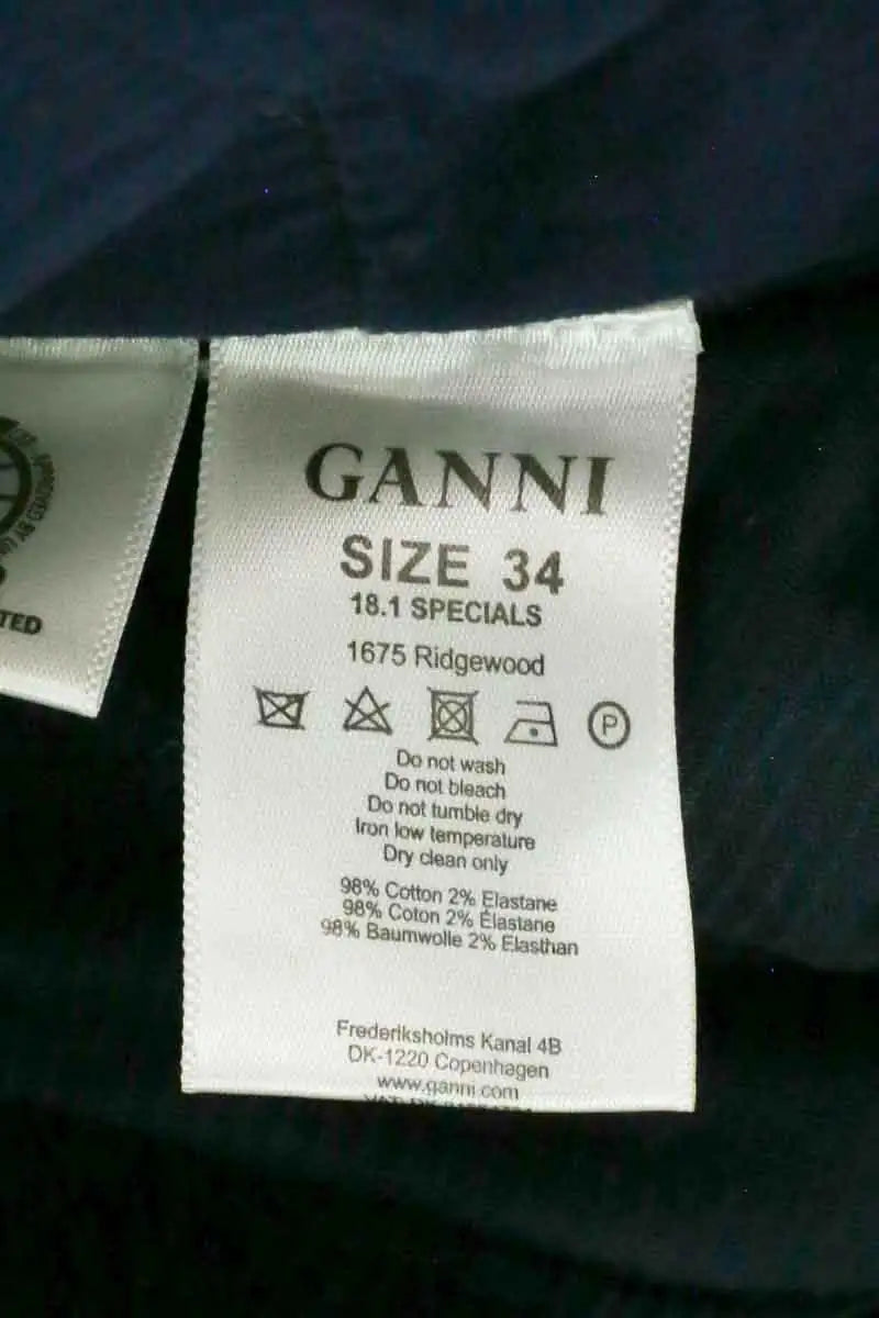 Pantalon slim Ganni Bleu en Coton