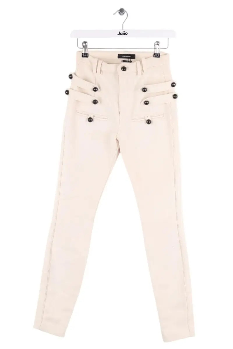 Pantalon slim Isabel Marant Ecru en Coton, taille S - Seconde Main