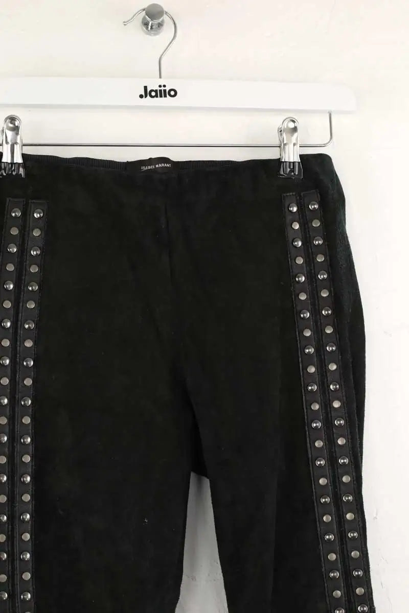 Pantalon slim Isabel Marant Noir en Daim