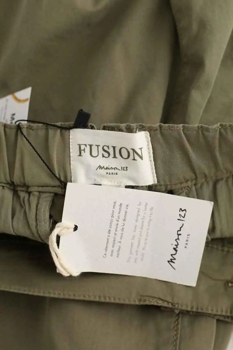 Pantalon slim Maison 123 Kaki en Coton