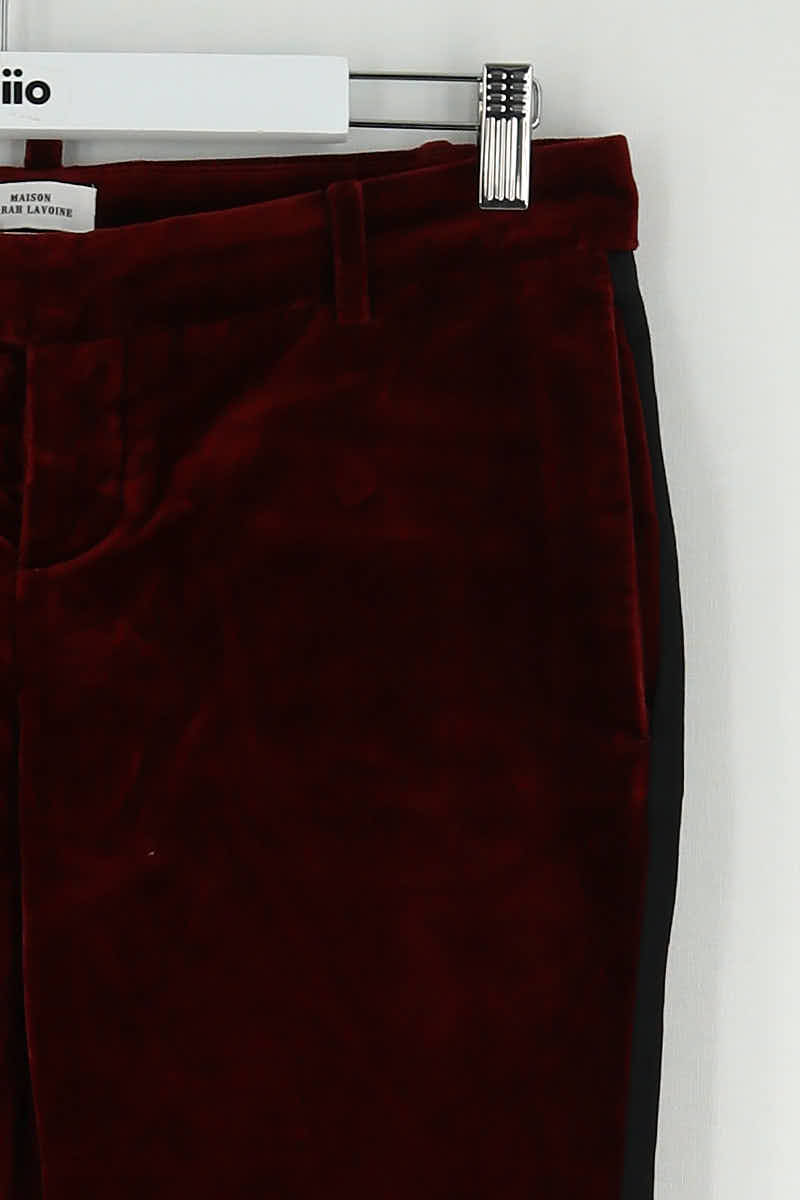 Pantalon slim Maison Sarah Lavoine Bordeaux en Coton