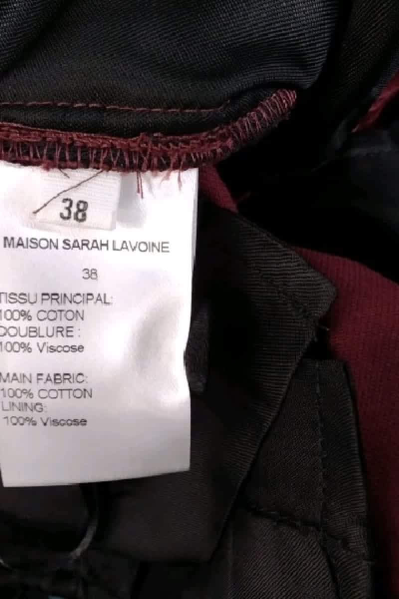 Pantalon slim Maison Sarah Lavoine Bordeaux en Coton