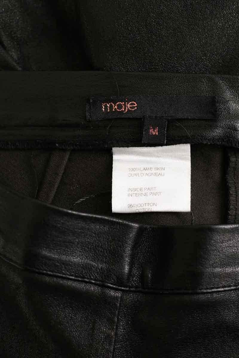 Pantalon slim Maje Noir en Cuir