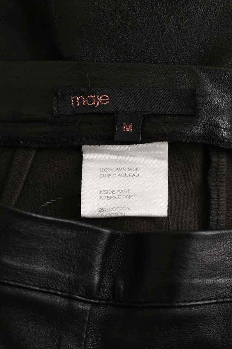Pantalon slim Maje Noir en Cuir