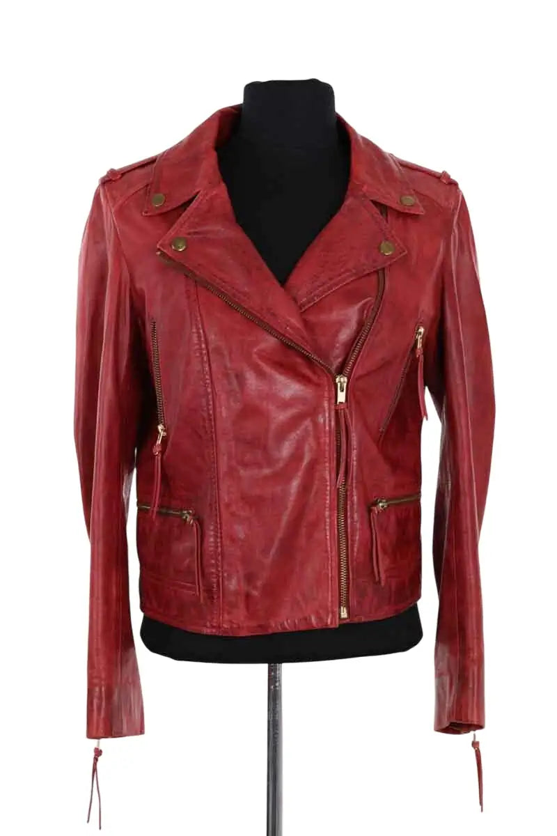 Veste Tara Jarmon Rouge en Cuir, taille S - Seconde Main