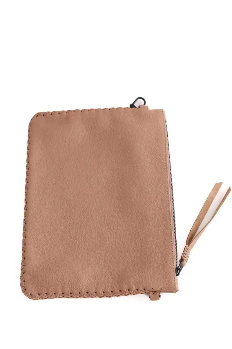 Pochette Callista Maxi pochette camel grained leather Camel en Cuir
