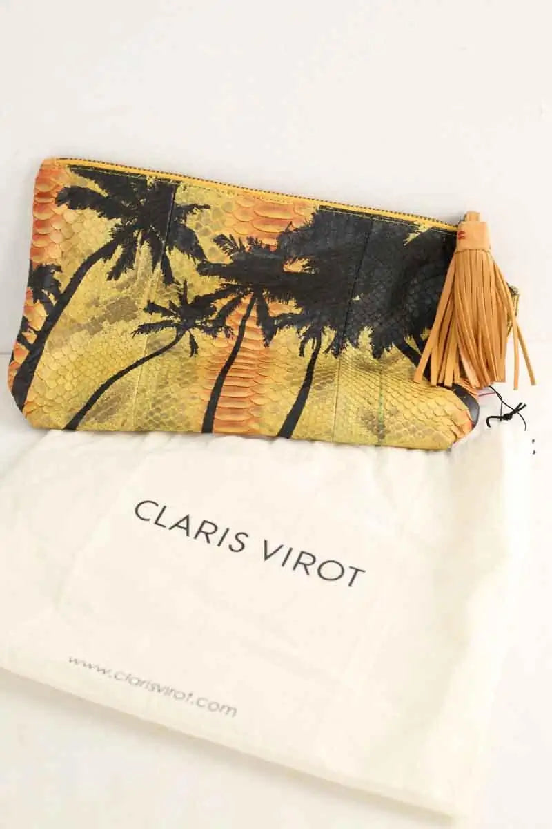Pochette Claris Virot Jaune en Cuir