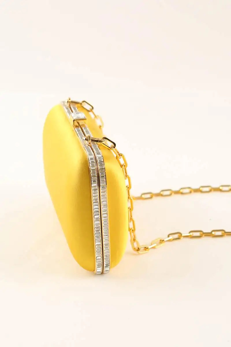 Pochette de soirée en satin et strass Prada Ametista Jaune en Synthétique