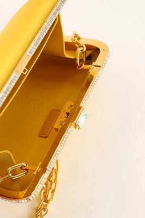 Pochette de soirée en satin et strass Prada Ametista Jaune en Synthétique