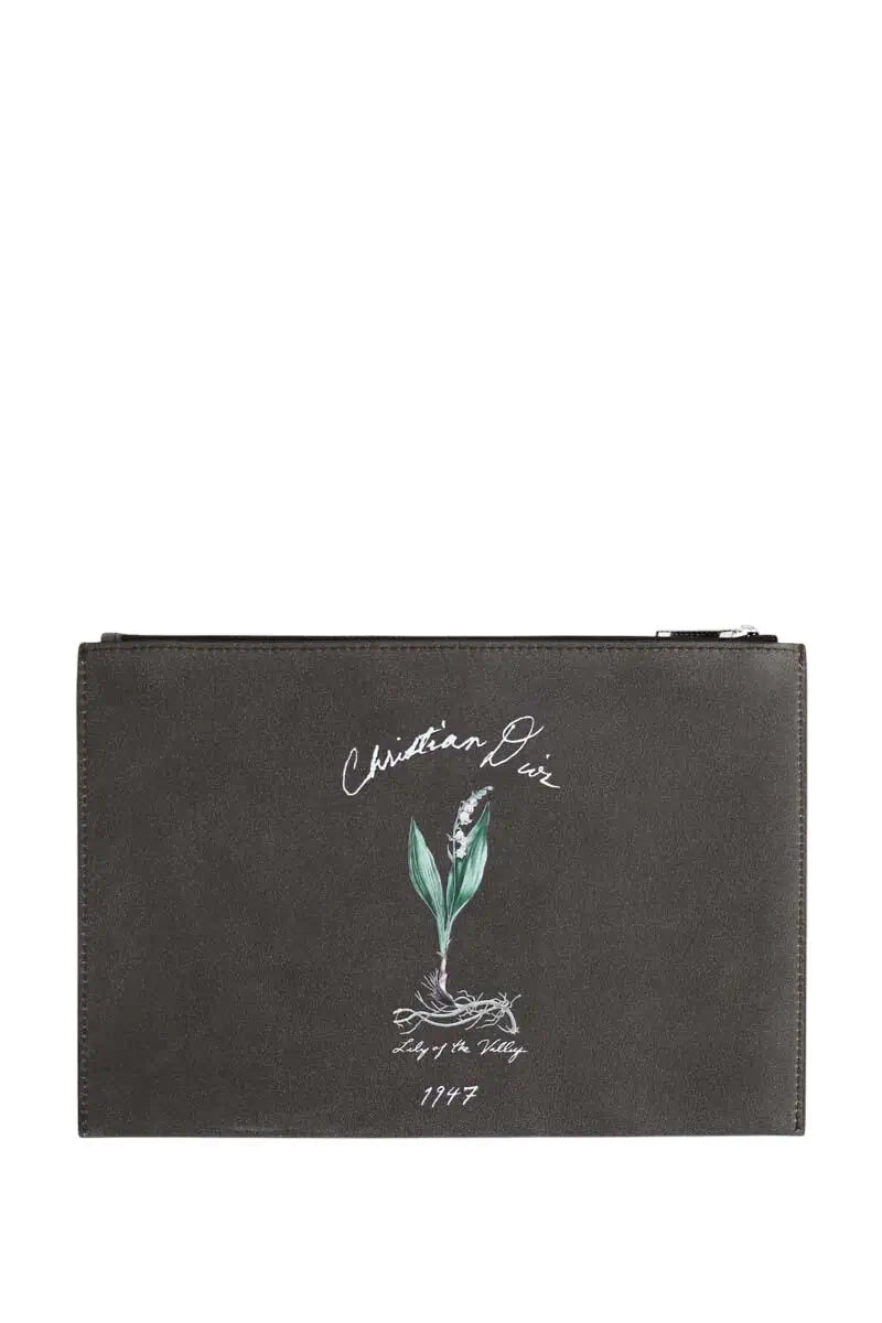 Pochette Dior Lily of the Valley Gris en Cuir - Seconde Main