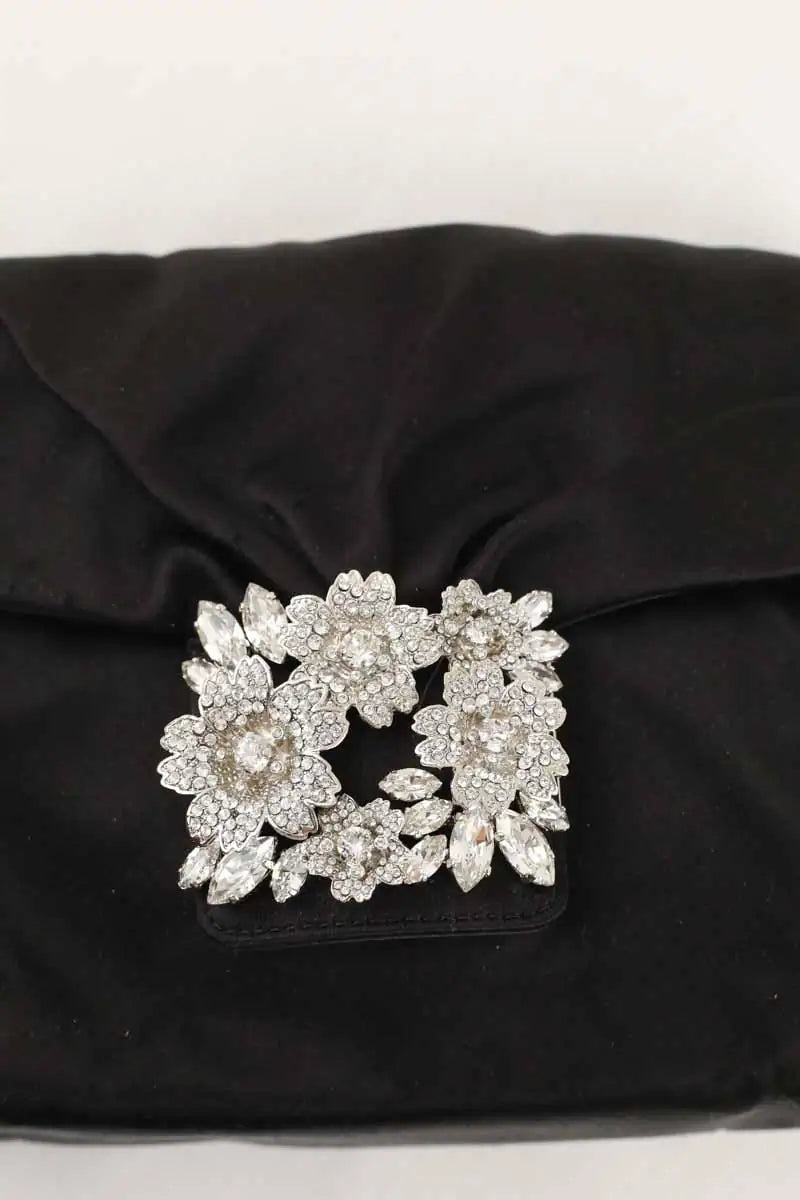 Pochette en satin Roger Vivier Micro pochette efflorescence Noir en Tissu