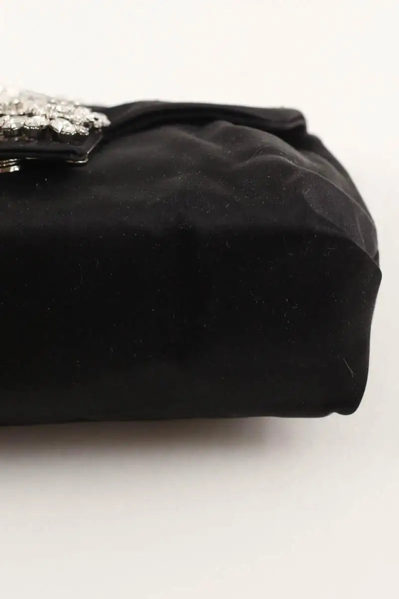 Pochette en satin Roger Vivier Micro pochette efflorescence Noir en Tissu