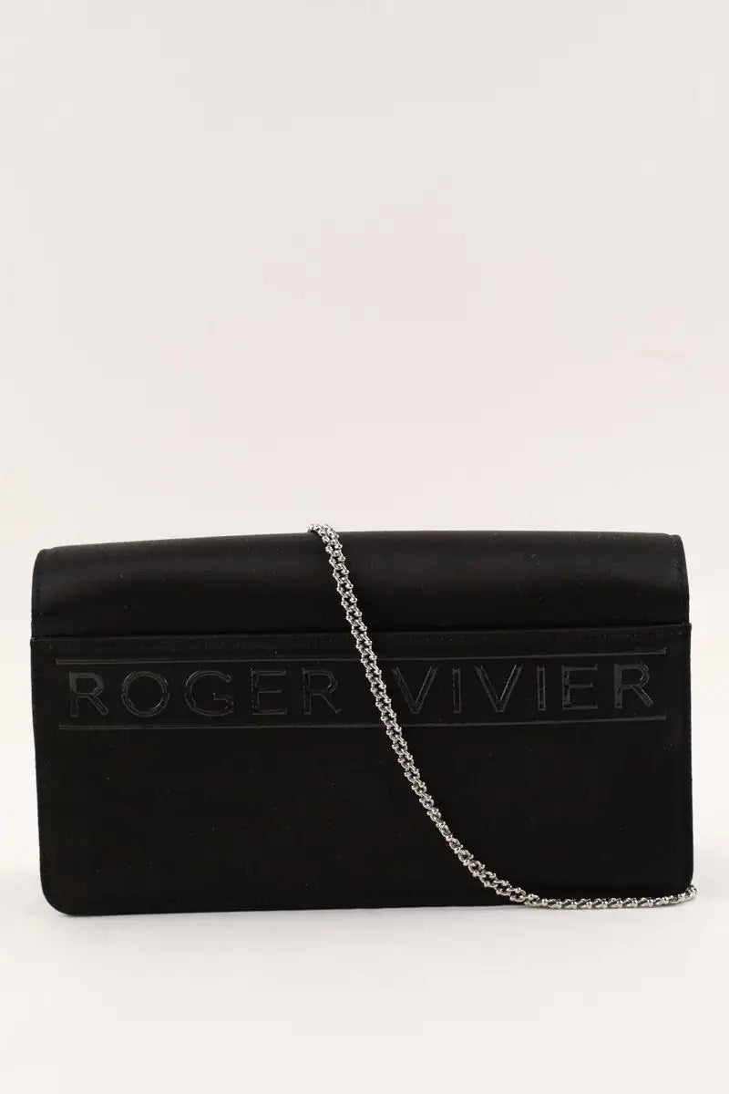 Pochette en satin Roger Vivier Pilgrim Noir en Tissu
