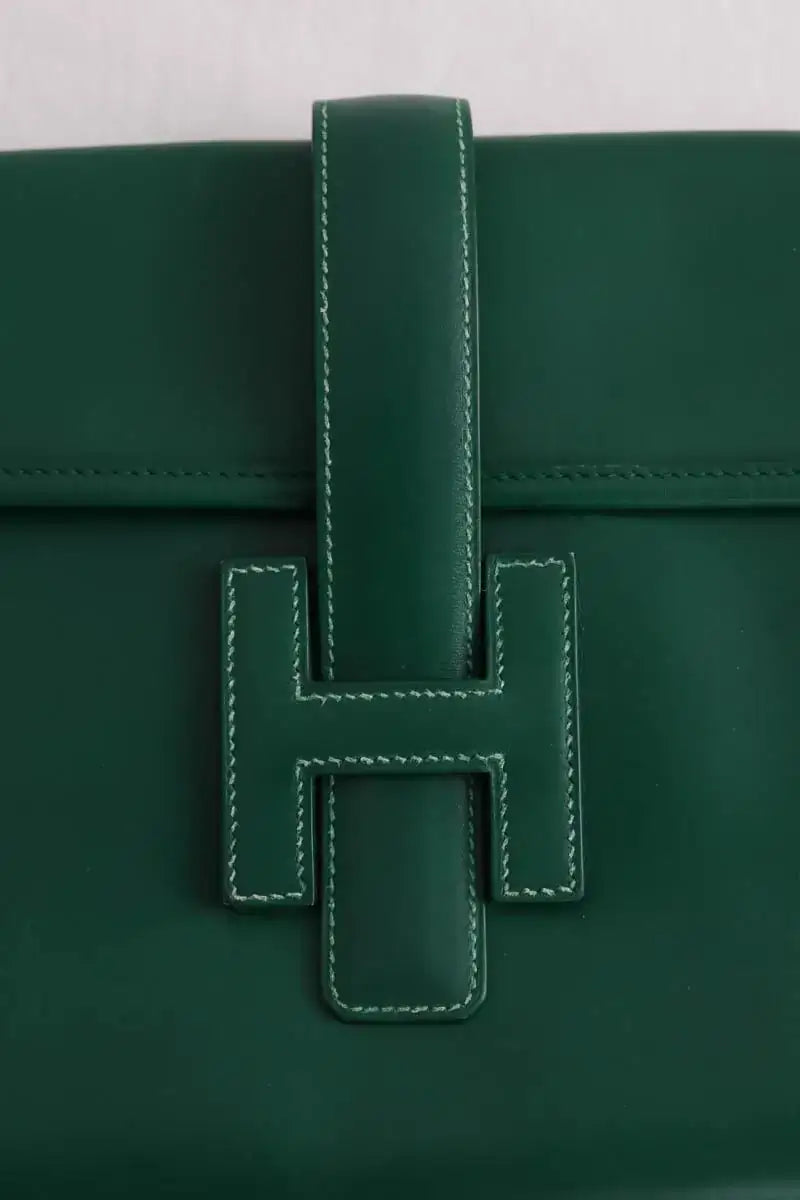 Pochette Hermès Jige Vert en Cuir
