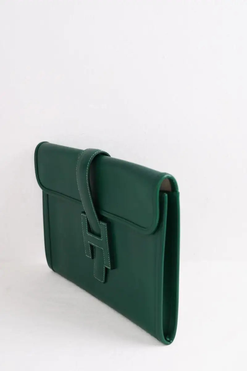 Pochette Hermès Vert en Cuir