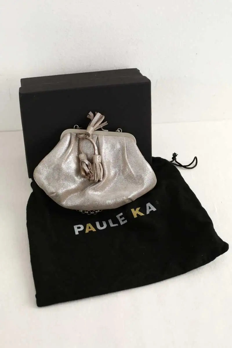 Pochette Paule Ka Argent en Cuir