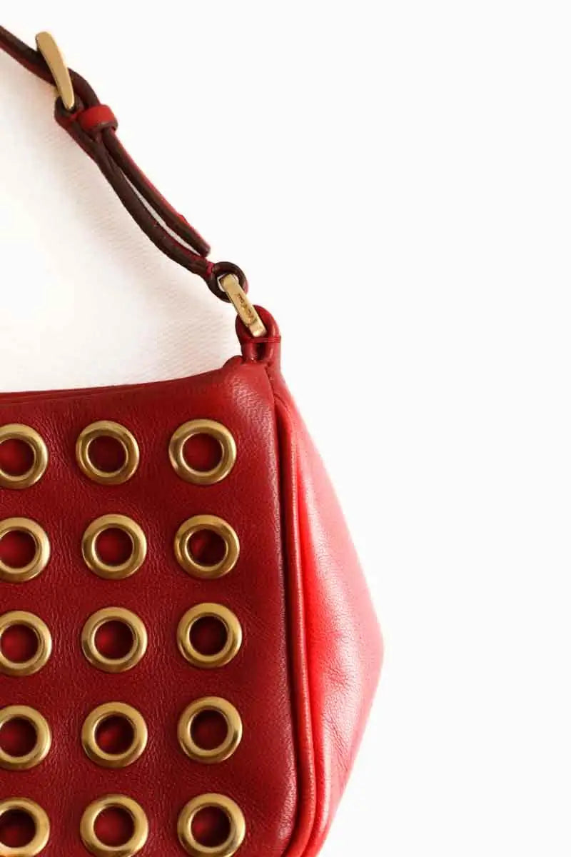 Pochette Prada Nappa grommet Rouge en Cuir