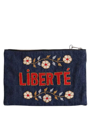 Pochette Rive Droite Paris Bleu en Coton - Seconde Main