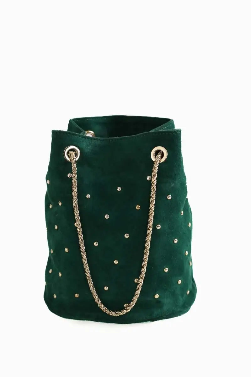 Pochette Sézane Hope Vert en Daim