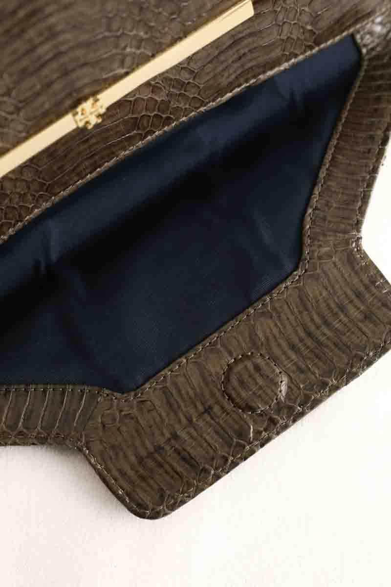 Pochette Tory Burch Kaki en Cuir