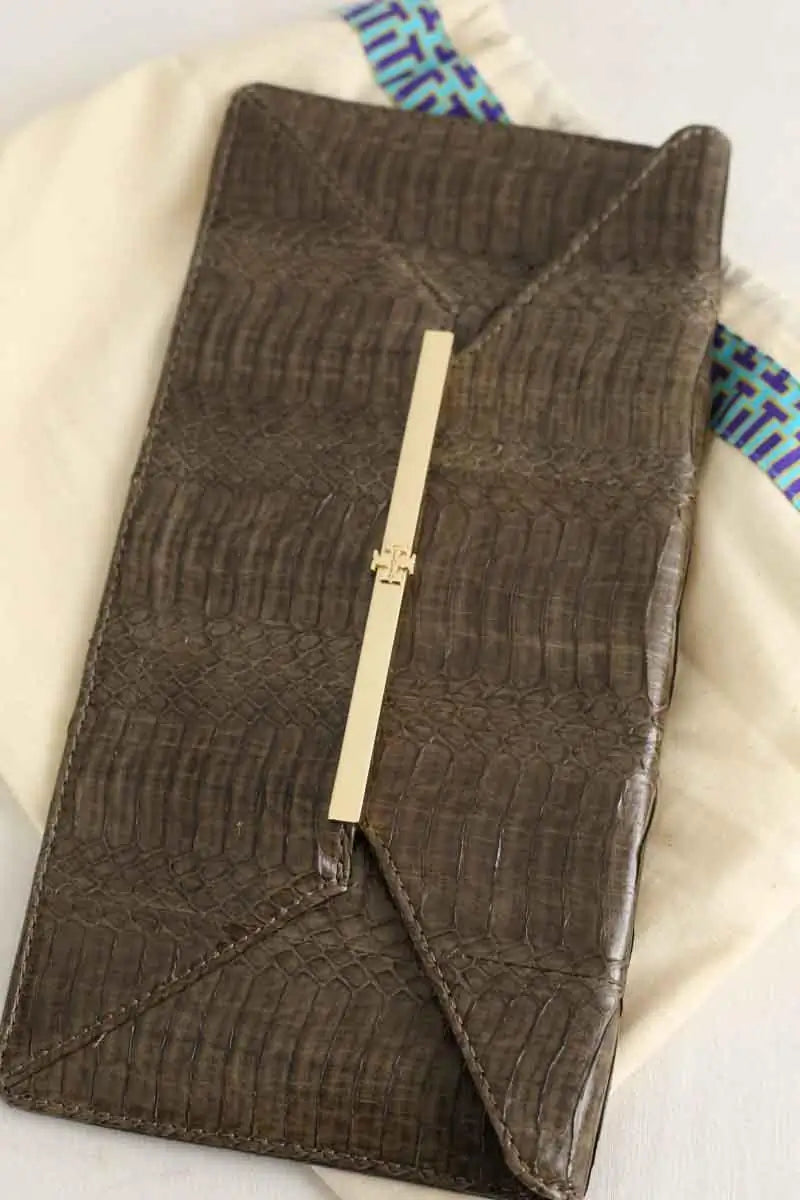 Pochette Tory Burch Kaki en Cuir
