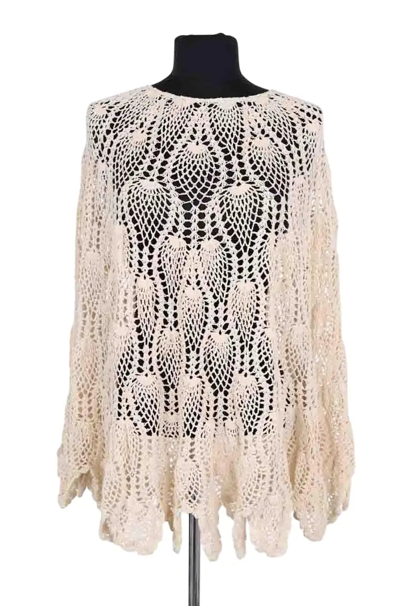 Poncho Antik Batik Ecru en Coton, taille TU - Seconde Main