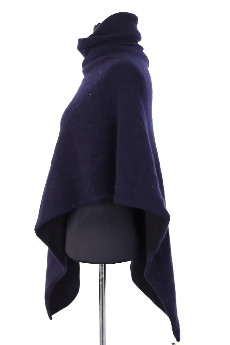 Poncho col roulé Lovers Marine en Cachemire