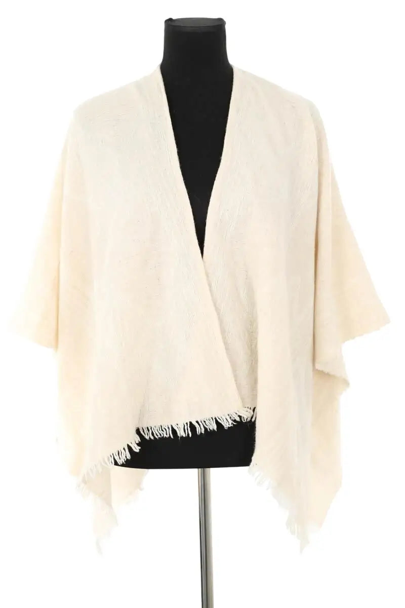 Poncho Maje Ecru en Laine, taille TU - Seconde Main