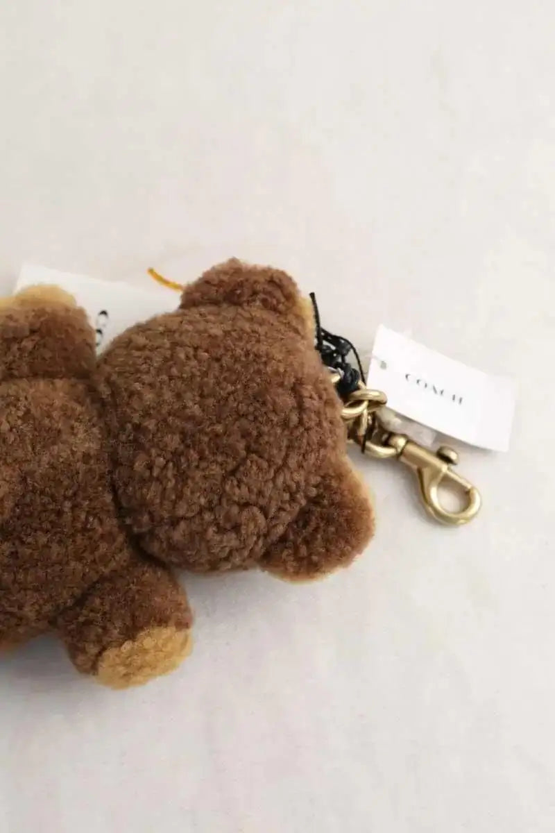 Porte-clé Coach Breloque de sac teddy Marron en Fourrure