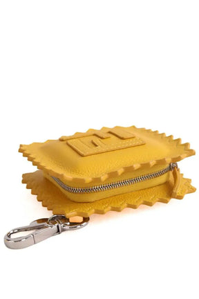 Porte-clé Fendi Raviolo Jaune en Cuir