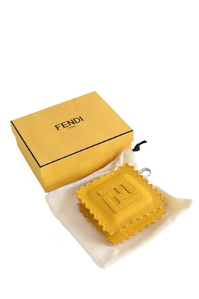 Porte-clé Fendi Raviolo Jaune en Cuir