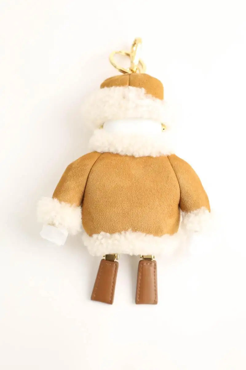 Porte-clé Prada Charm Soft Robot Camel en Cuir