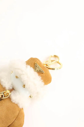 Porte-clé Prada Charm Soft Robot Camel en Cuir
