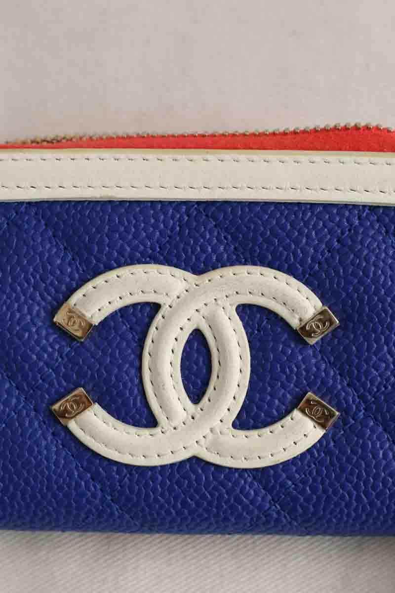 Porte-monnaie Chanel Bleu en Cuir