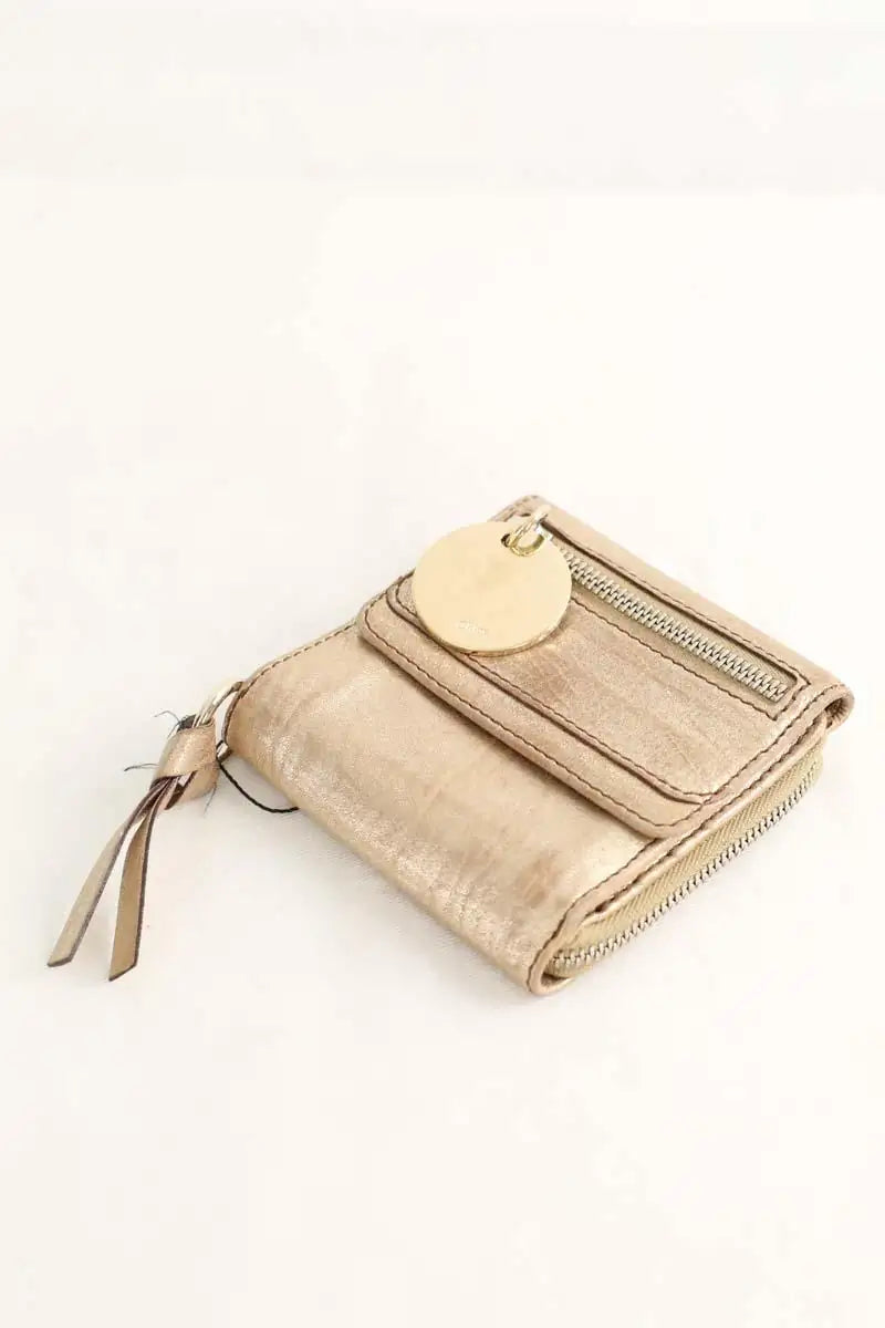 Portefeuille Chloé Doré en Cuir