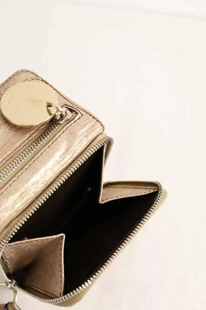 Portefeuille Chloé Doré en Cuir