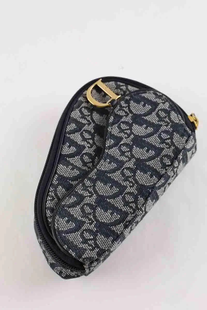 Portefeuille Dior Saddle Bleu en Tissu