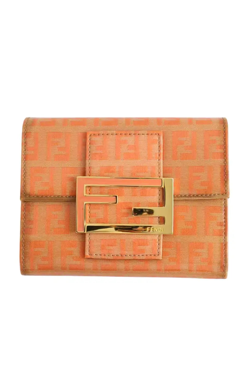 Portefeuille Fendi Orange en Tissu - Seconde Main
