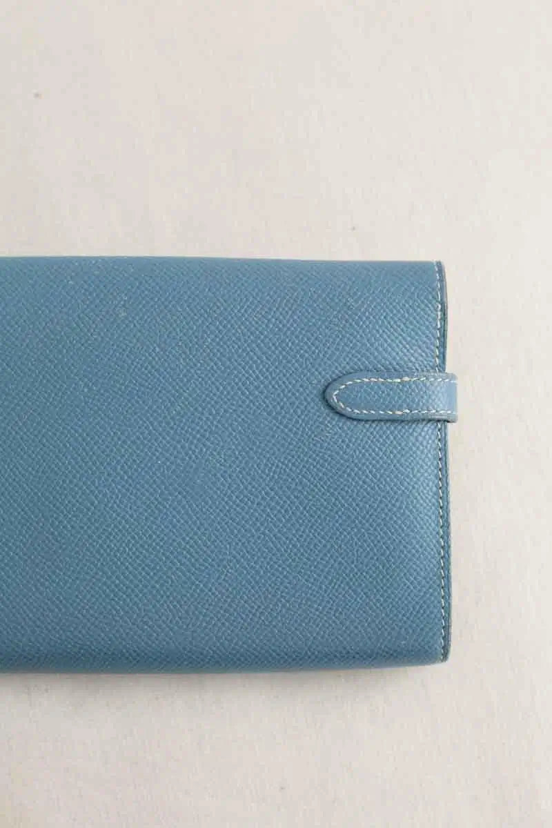 Portefeuille Hermès Bleu en Cuir