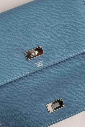 Portefeuille Hermès Bleu en Cuir