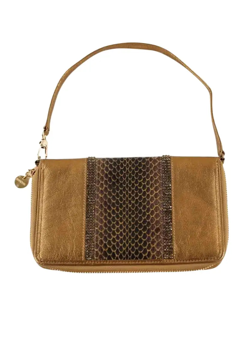 Portefeuille Swarovski Doré en Cuir - Seconde Main