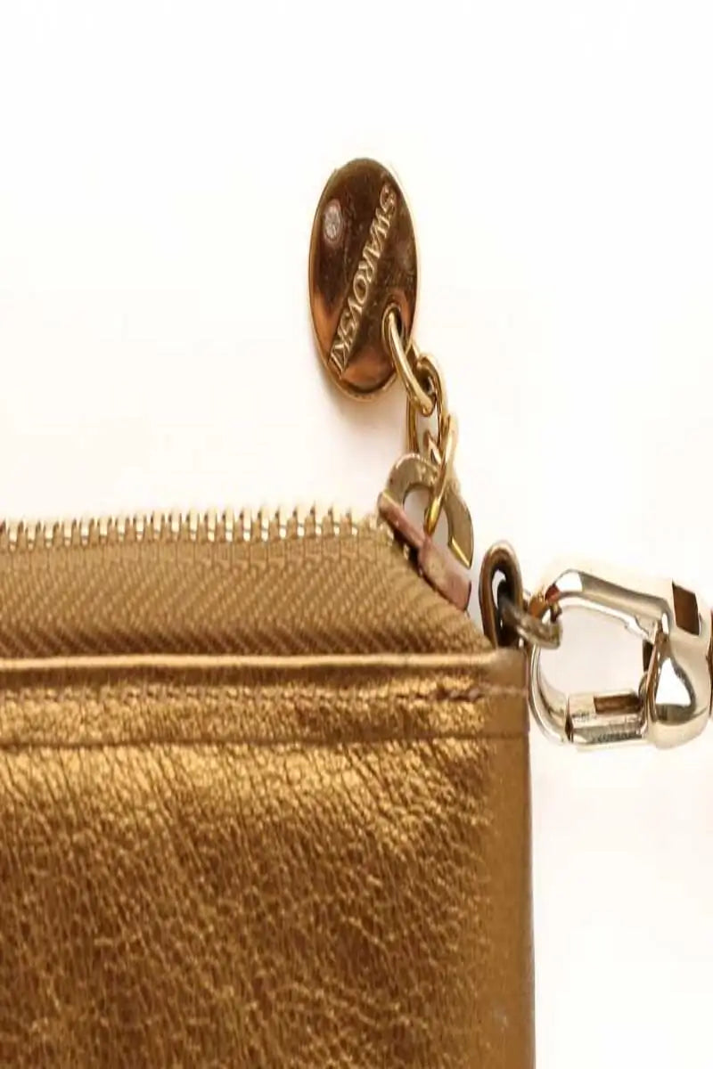 Portefeuille Swarovski Doré en Cuir
