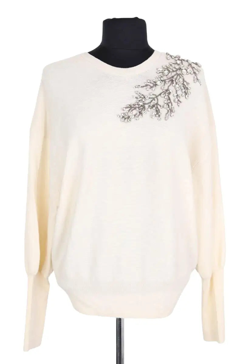 Pull Ba&Sh Ecru en Laine, taille S - Seconde Main